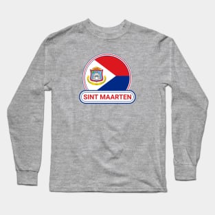 Sint Maarten Country Badge - Sint Maarten Flag Long Sleeve T-Shirt